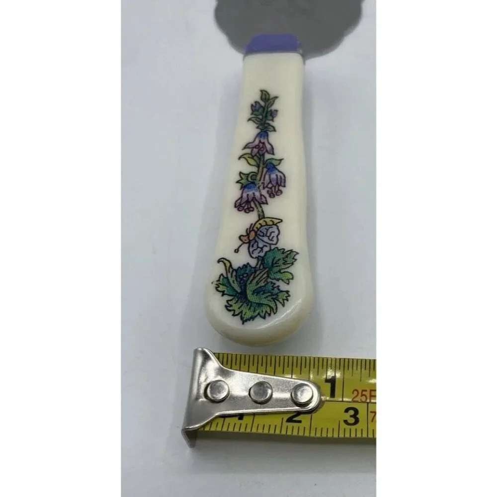 Vintage Pie Cake Knife Etched Design Blade Floral Print Handle Cottagecore 6.5 